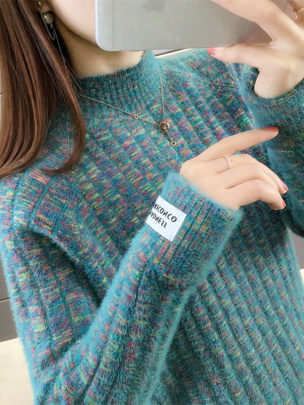 Picture of Women's Sweater 2024 Autumn and Winter New Women's Loose Outerwear Half Turtle Collar Top Popular Thickened Bottoming Shirt