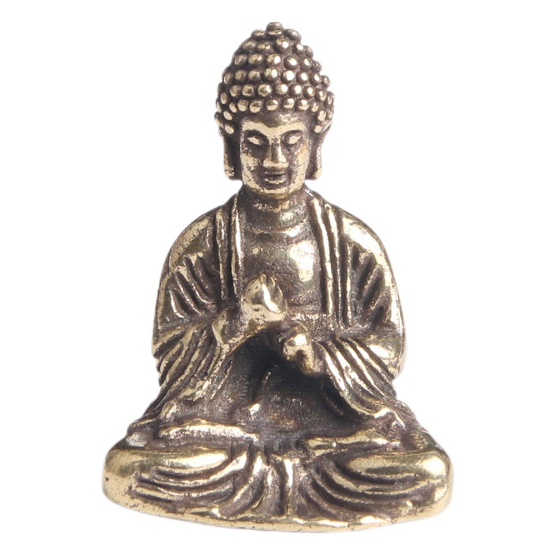Pure Brass Old Sakyamuni Buddha Statue Keychain Pendant Transfer Nafu Pendant Flap Pocket Pants Buddha Small Copperware Wholesale