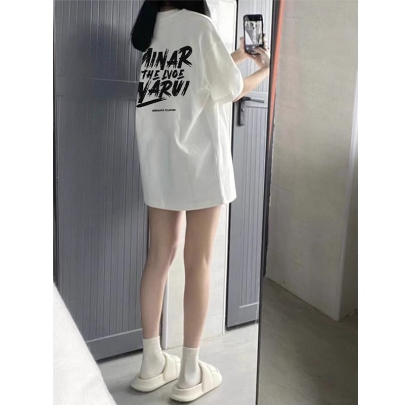 2025 New Summer Round Neck Short-Sleeved T-Shirt for Women Simple Style Korean Letter Fashion Casual Versatile Top Ins Style