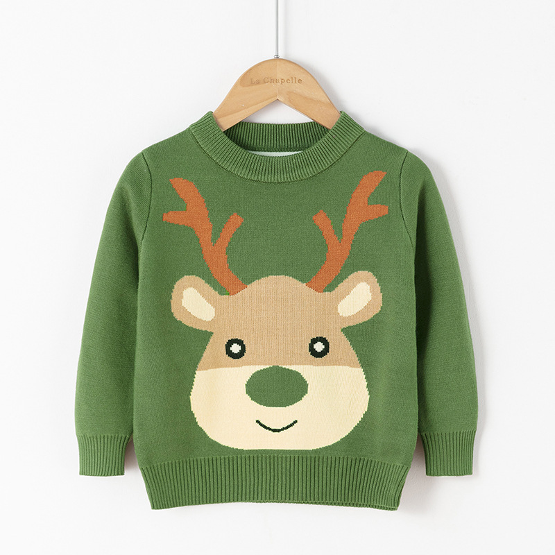 Picture of Factory wholesale boys' cartoon bottoming pullover girls' round neck Christmas sweater children's Korean-style European and American children's clothing