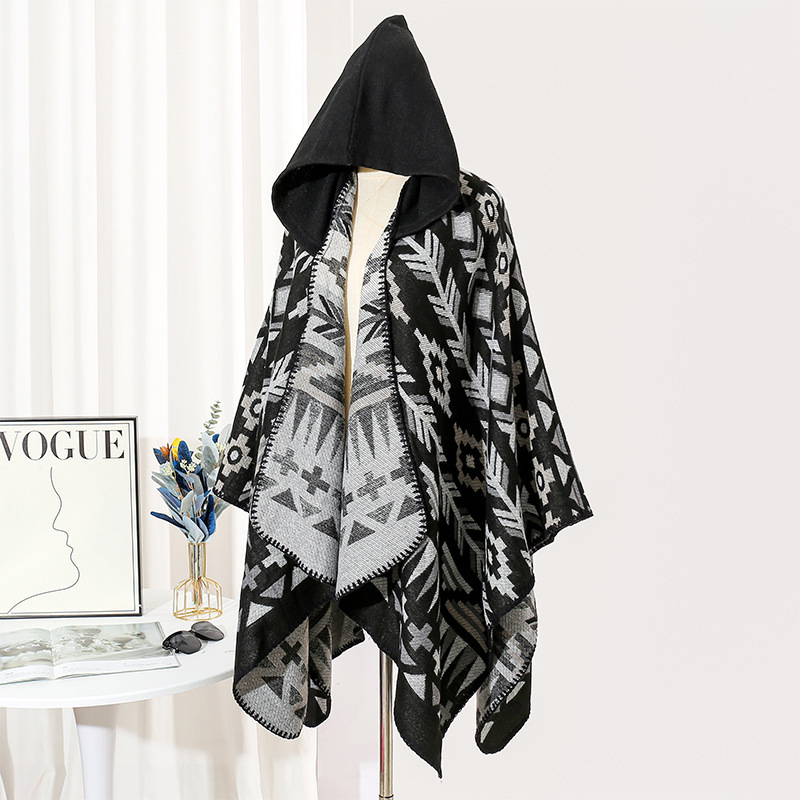 Picture of Ethnic Style Hooded Shawl Women's Yunnan Western Sichuan Travel Wear Costume Xinjiang Desert Photograph Outer Cape Cape