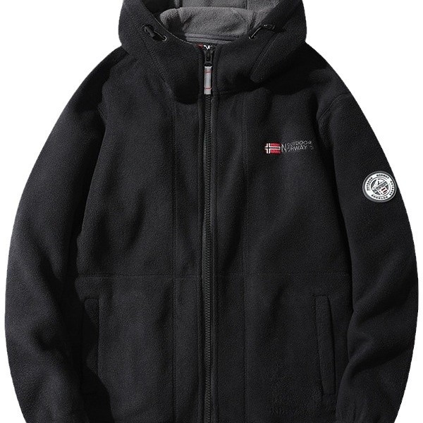 Picture of Exported to Norway hooded padded fleece winter warm double-sided polar fleece extra thick Changshu same couple's top