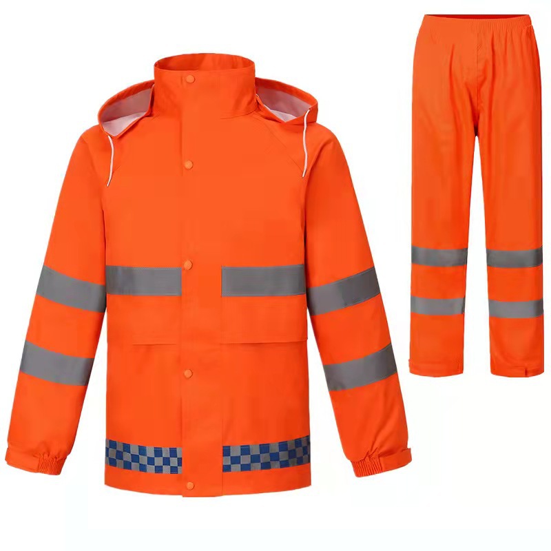 Picture of Wholesale Oxford Cloth Raincoat Split Adult Labor Protection Outdoor Riding Reflective Split Raincoat Rain Pants Set
