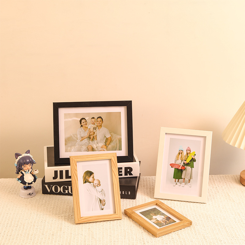 Picture of Casual Wooden Photo Frame Photo Wall Table 6inch A4 Photo Studio Living Room Bedside Table Ornaments Wooden Puzzle Frame