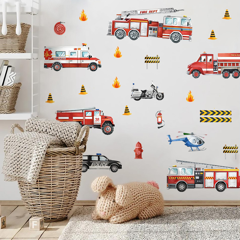 Picture of Cross-border Car Wall Stickers Watercolor Cartoon Vehicles Home Bedroom Kindergarten Children's Room Decoration Wall Stickers