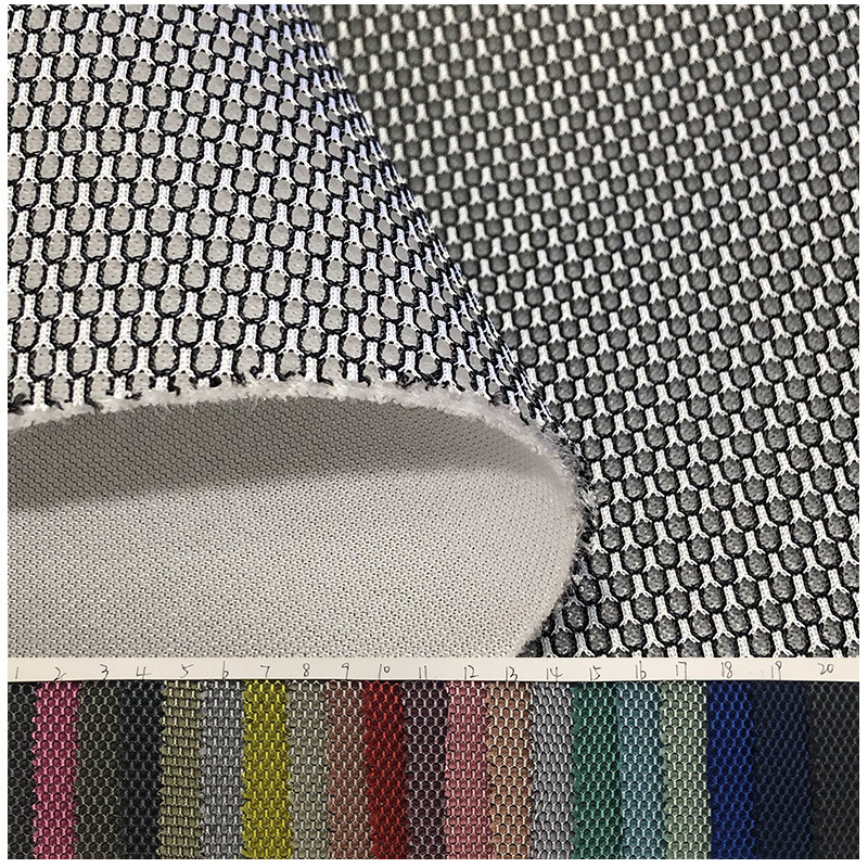 Polyester warp knitted honeycomb hexagonal two-color three-layer mesh shoe material audio car cushion headrest 3D breathable mesh