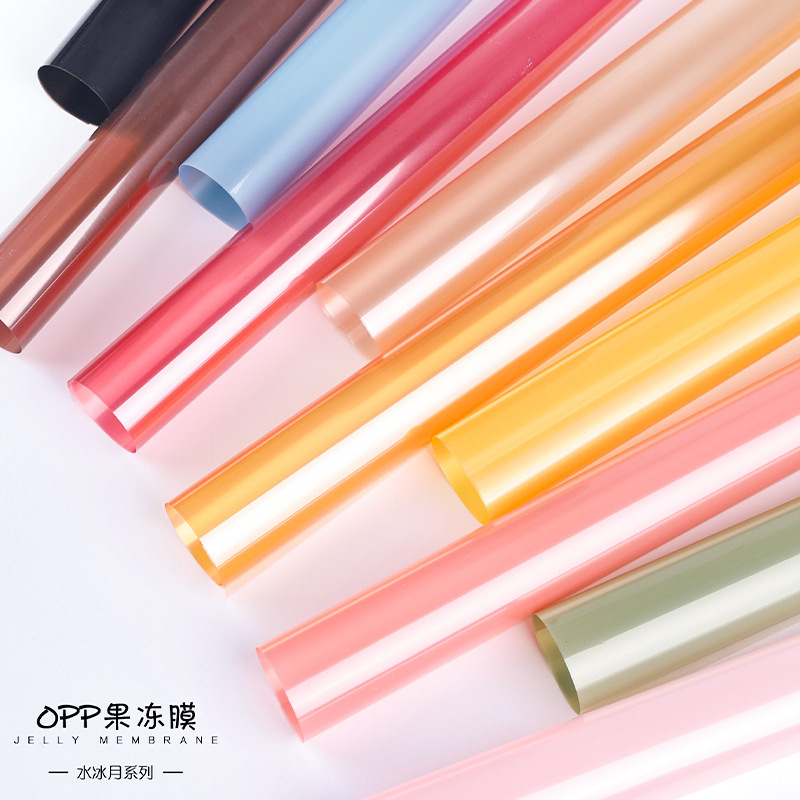 Colorful cellophane waterproof bouquet wrapping paper florist Pingan fruit wrapping paper crystal OPP film cellophane material