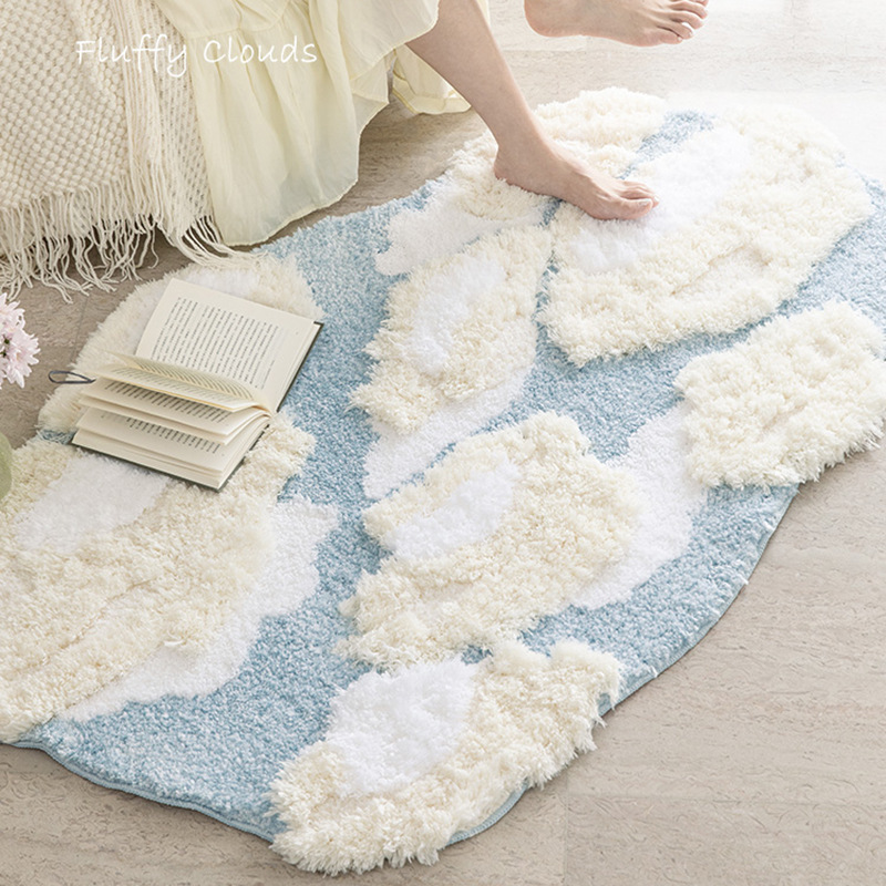 Daifa Soft Cloud Flocking Carpet Household Tufted Long Velvet Bedroom Bedside Carpet Irregular Living Room Sofa Carpet