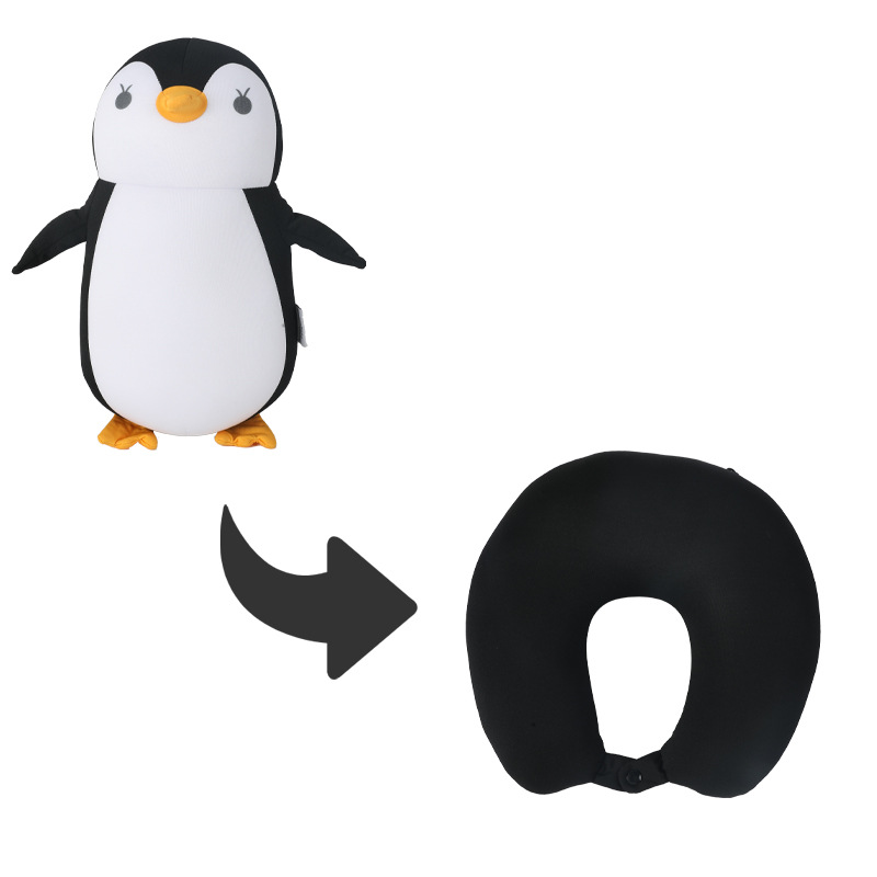 Picture of Penguin U-Shaped Pillow Foam Particle Neck Pillow Cartoon Shape Two-In-One Transformable Pillow Hug Pillow Convertible Neck Pillow