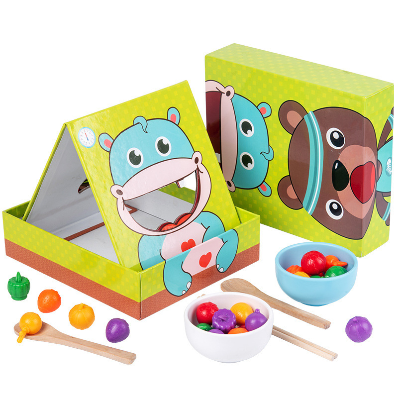 Picture of Simulation feeding game Montessori parent-child play house children early education fine action clip chopsticks exercise educational toys