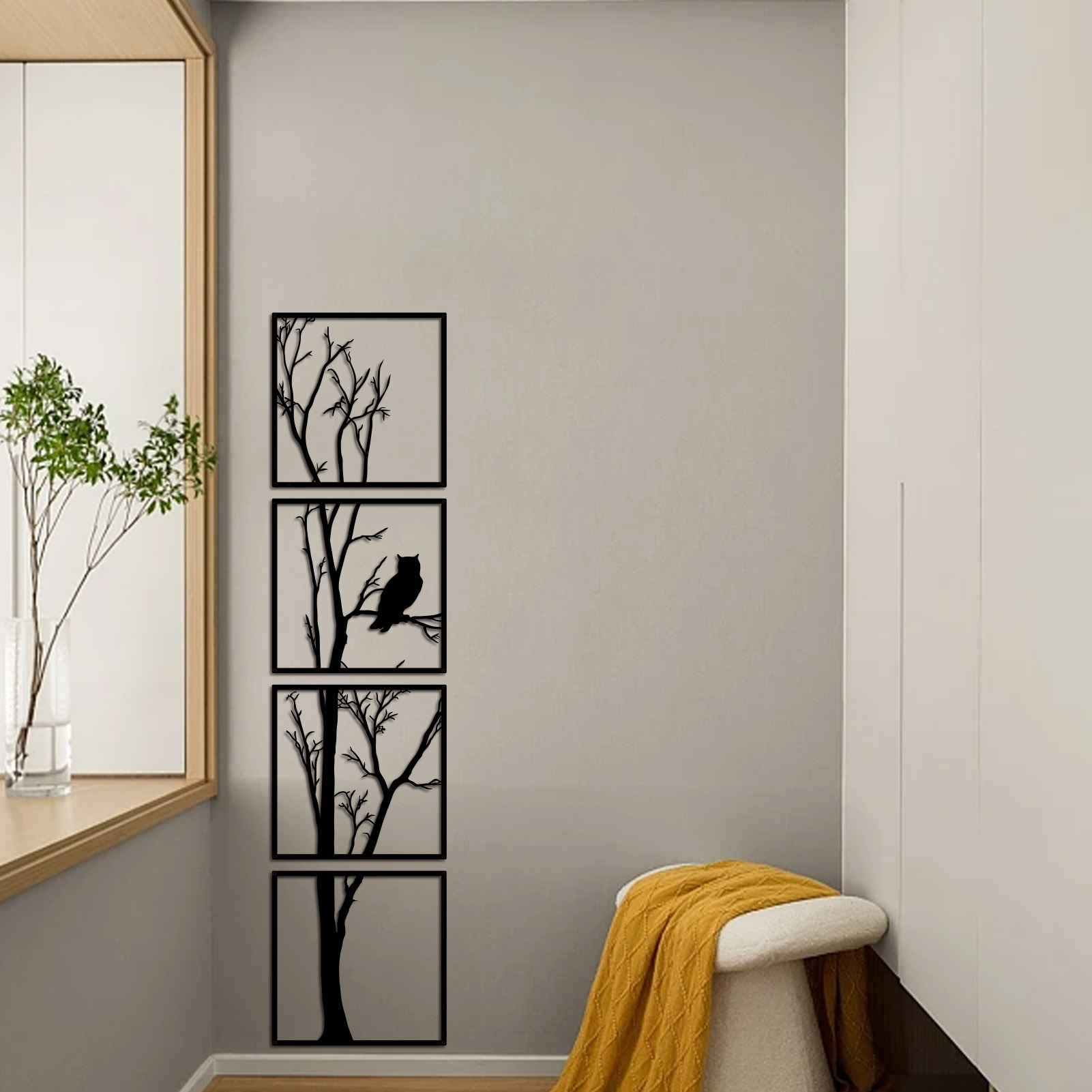 Picture of Cross-Border Wall Decoration Living Room Entrance Wall Hanging Chinese-Style Simple Metal Splicing Branch Set Vertical Wall Decoration Home Decor