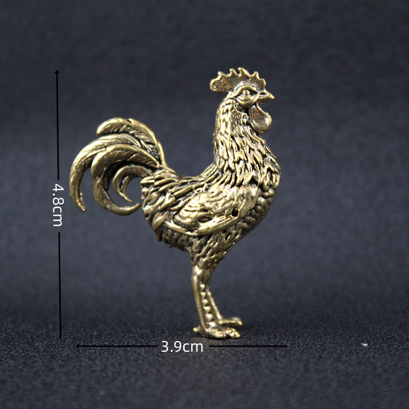 Picture of Golden Rooster Independent Striking Brass Ornaments Zodiac Chicken Office Ornaments Gift Birthday Gift Tea Pet