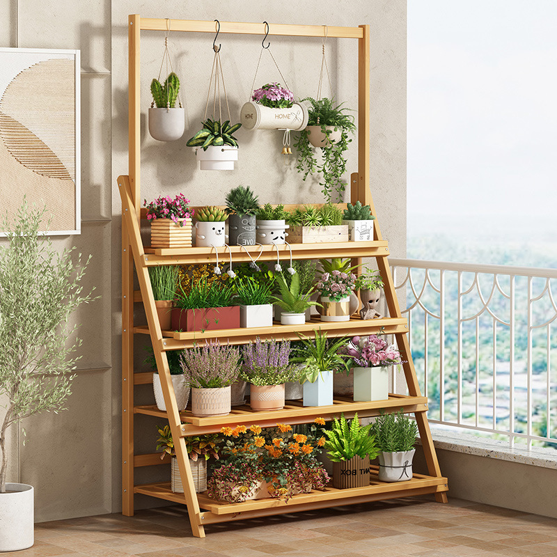 Balcony flower rack indoor multi-storey living room household storage rack succulent pothos flower pot rack folding flower pot rack floor to the floor