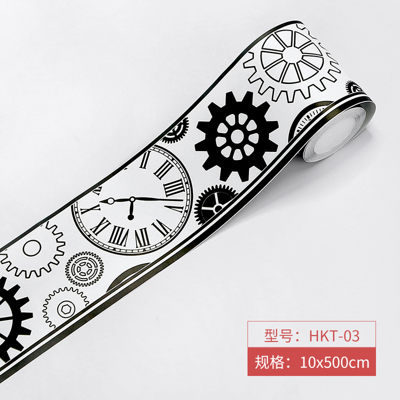 Picture of Bathroom Waistline Stickers Self-Adhesive Waterproof Living Room Bedroom Kitchen Skirting Tile Stickers Pvc Wallpaper Decorative Wall Stickers