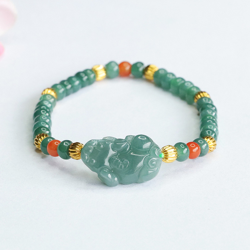 Xinyu natural A goods jade bracelet blue water brave abacus beads bracelet jade factory wholesale FC4041004