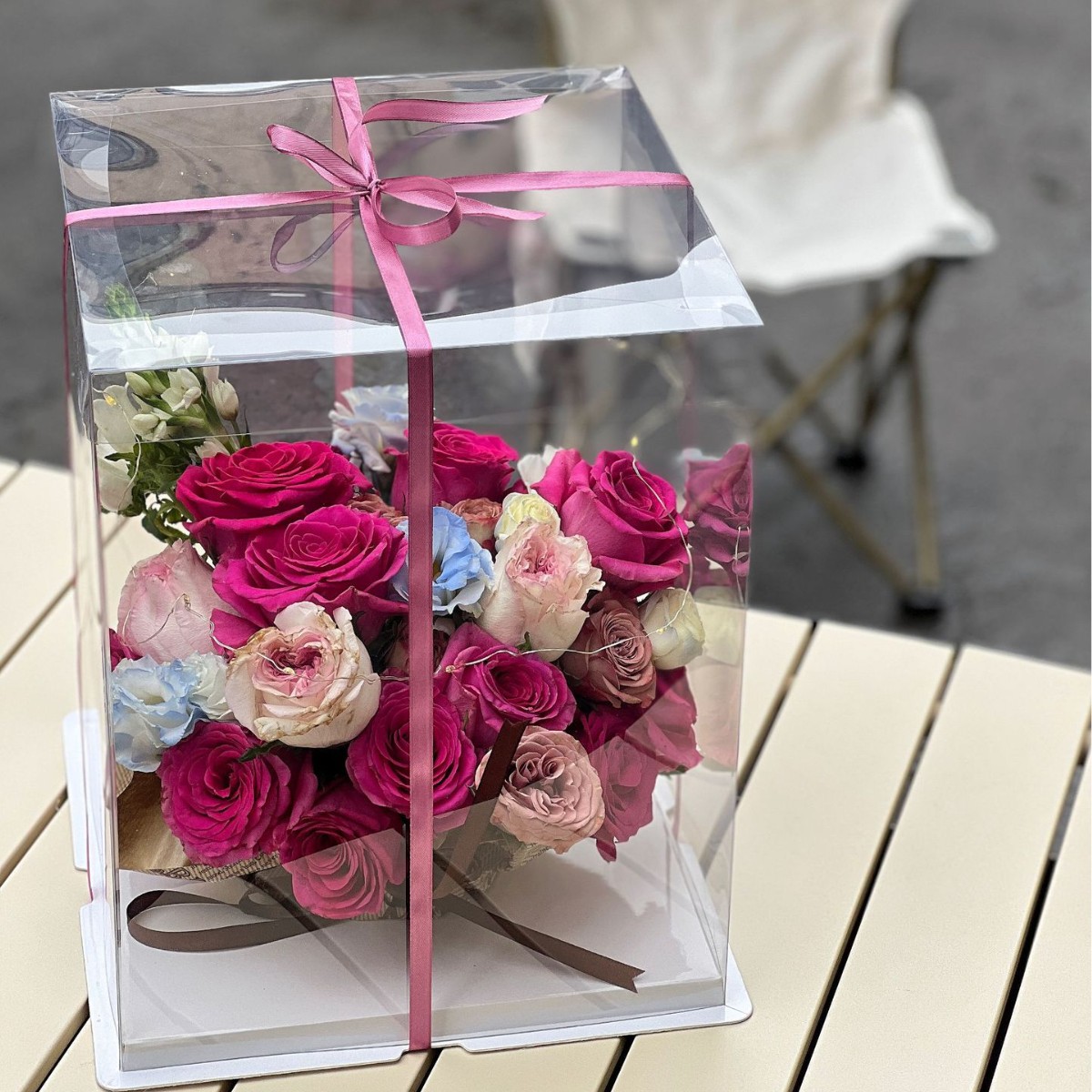 Square Transparent Flower Cake Packaging Box Round Chinese Valentine's Day Hug Bucket Bouquet Gift Packaging Box