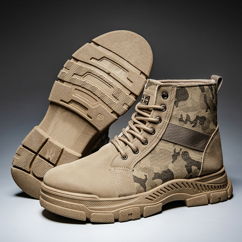 Men's shoes, foreign trade, vintage martin boots, men's autumn mid-top men's boots, thick-soled fashion, versatile, lace-up work shoes, men