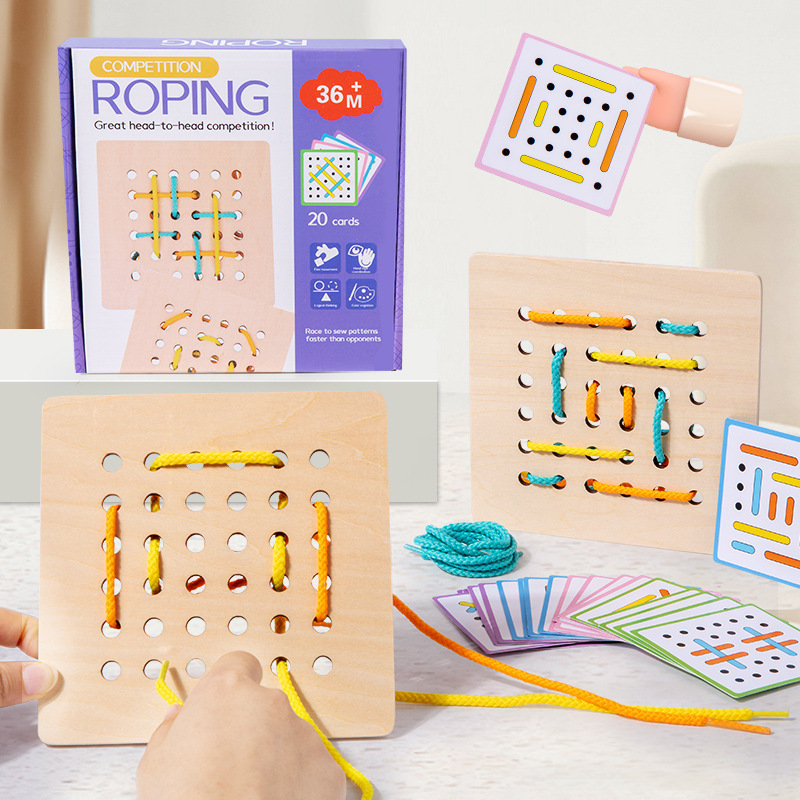 Picture of Montessori early education children's double battle pattern rope game exercise baby hand-eye coordination ability educational toys