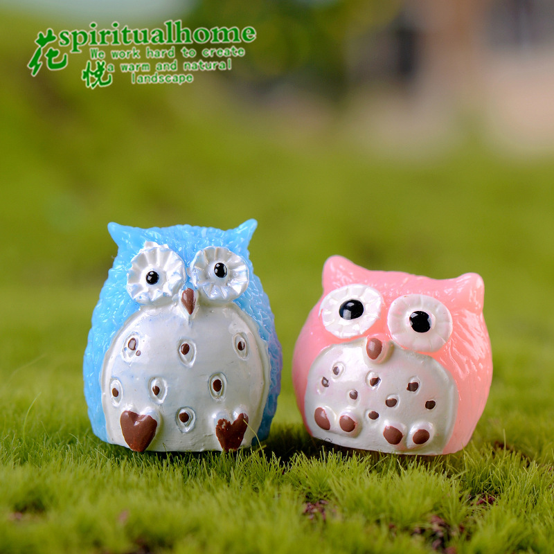 Picture of Small 4 Color Owl Moss Micro Landscape Ornaments Ornaments DIY Assembled Resin Small Ornaments
