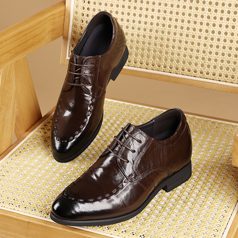 Inner height leather shoes, men's business formal shoes, sheepskin one-piece drop shipping small size cross-border wedding shoes, casual shoes, men's models
