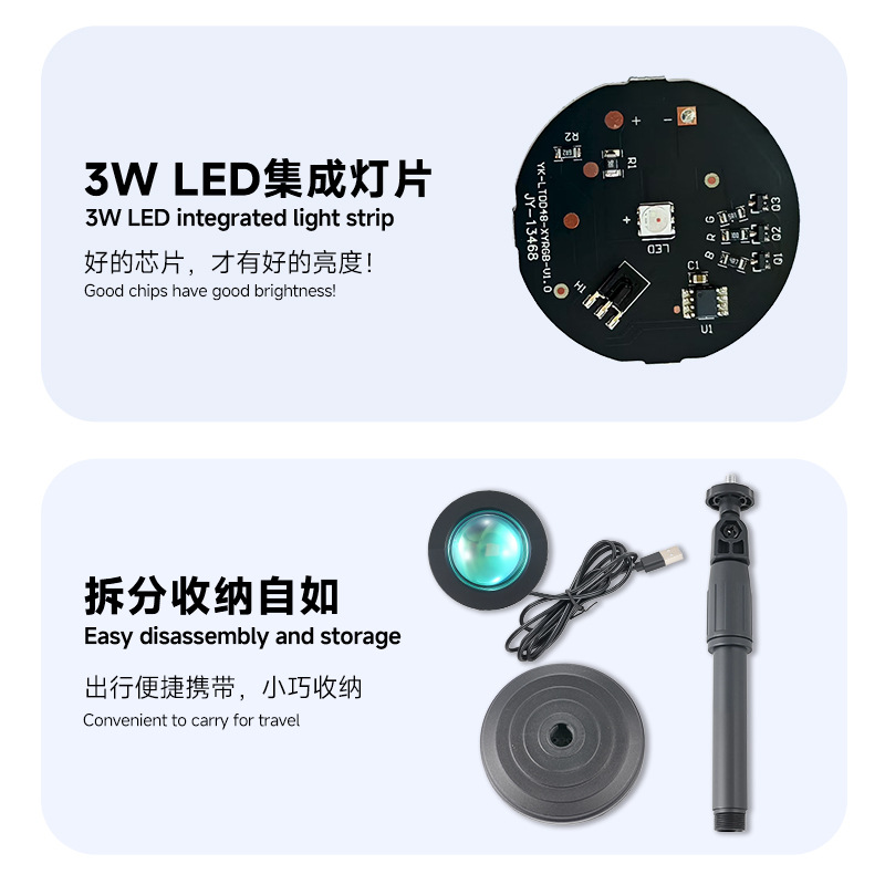Picture of Cross-border creative live broadcast fill light decoration led night light wholesale online red sunset atmosphere sunset projection racket light