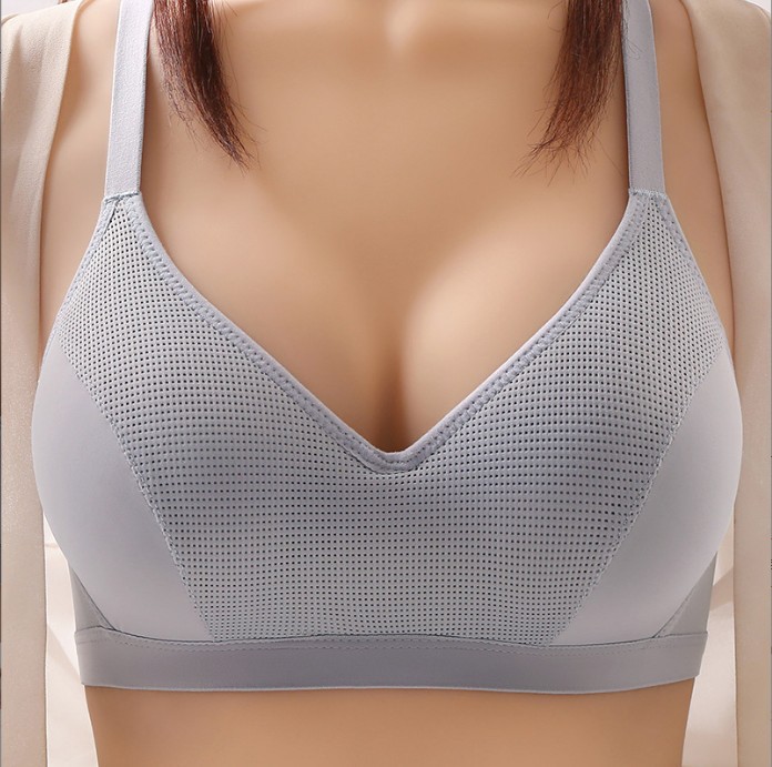 Baby cotton bra without steel ring breathable hole comfortable skin-friendly cotton big chest small plus size underwear for women