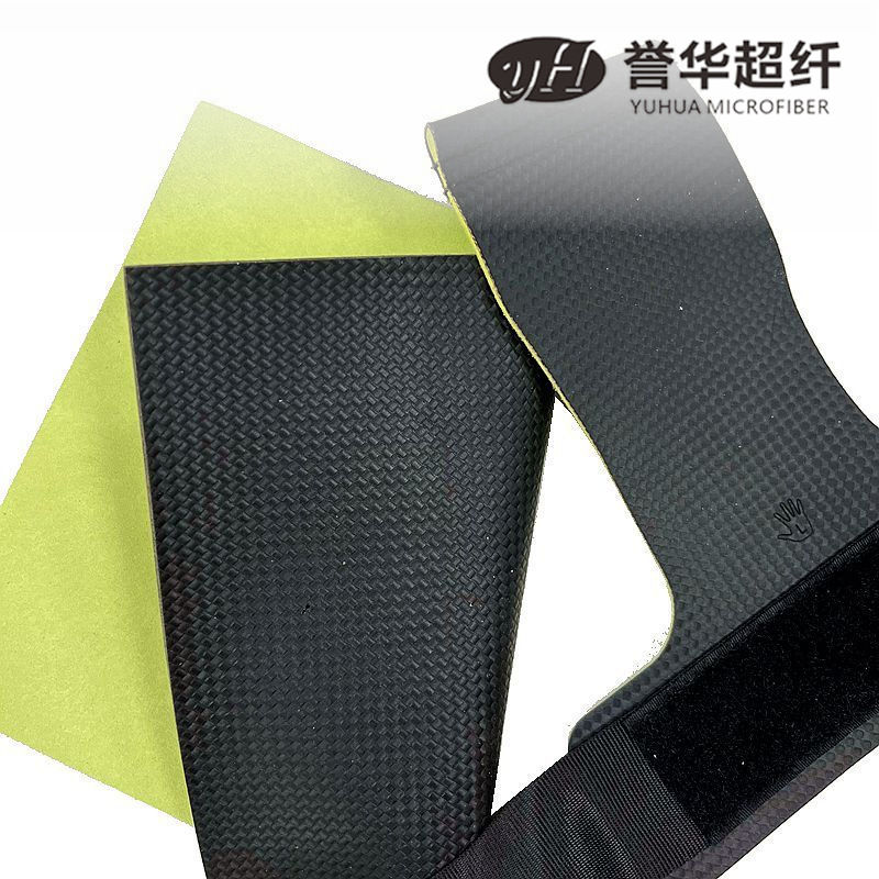 3mm black + fruit green power-assisted grip with Palm guard non-slip wear-resistant checkered carbon fiber pattern rubber Microfiber Leather