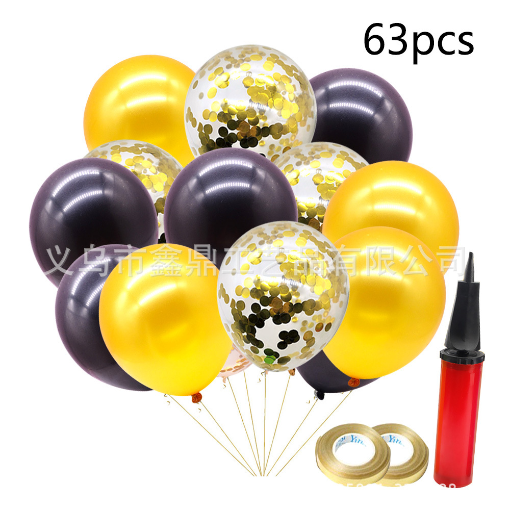 Picture of Amazon Letter Flag Banner Balloon Rain Silk Curtain suit Black Gold Birthday Party Party Decoration Arrangement Supplies