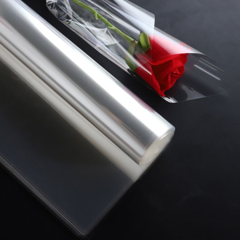 Wholesale Transparent Flower Packaging Bags Waterproof Cellophane Opp Roll Film Printed Packaging Paper Dustproof Plastic Bags for Florals