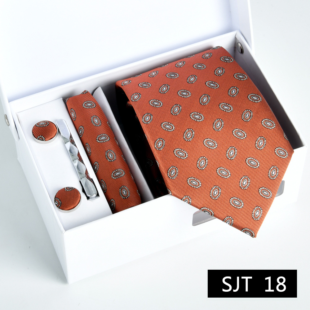 Picture of Tie formal business executive 5-piece gift box wedding = = groom wedding festive wine red in stock new