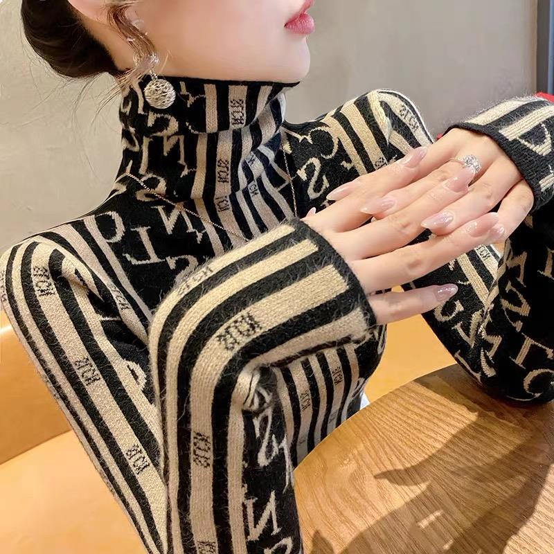 Turtleneck women's bottoming shirt autumn and winter 2024 new slim western fashion sweater women's top