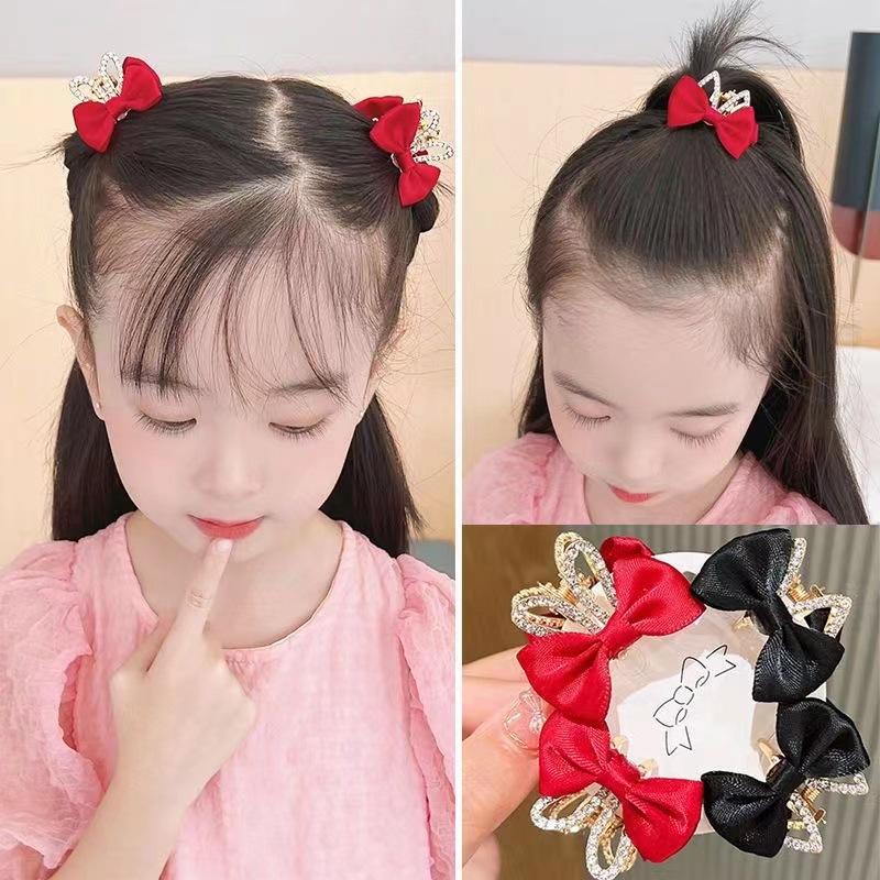 Picture of Children's Bunny Ear Bow Hair Clip Girl Hairpin Girl's Clip Hair Accessory Baby Hair Accessory Hairpin Pearl Rhinestone