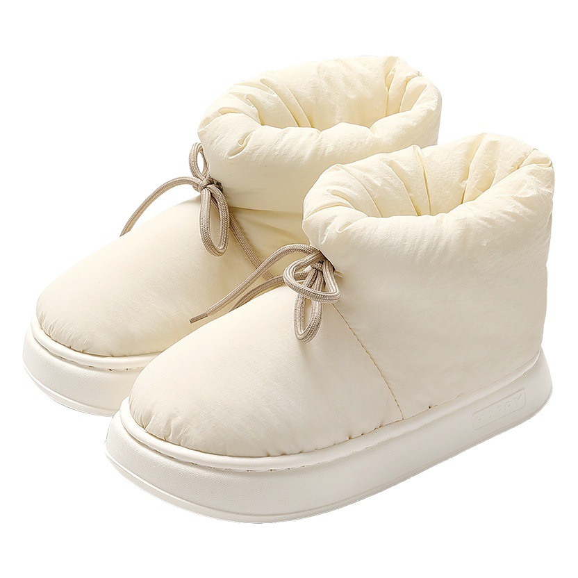 Winter Cotton Slippers High-Top Snow Boots for Women Home Non-Slip Thick-Soled Warm down Cloth Cotton Shoes for Men Wholesale