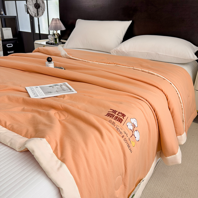 Summer Cool Quilt Student Dormitory Air-conditioning Quilt Summer Skin-friendly Naked Sleeping Quilt Cooling Breathable Summer Solid Color Quilt Quilt Core