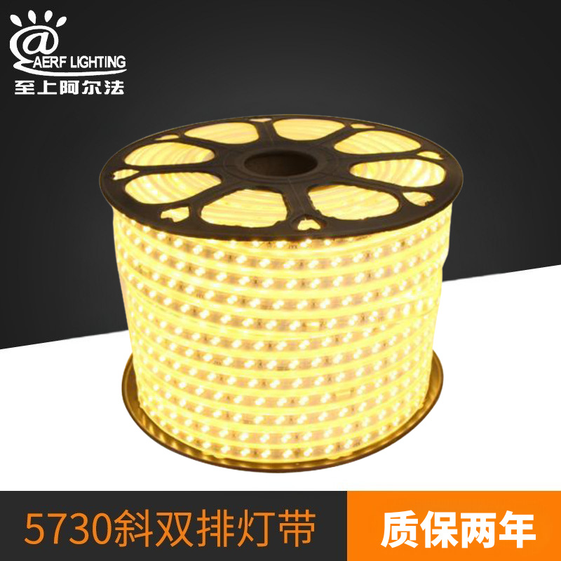Manufacturer's Ready-Made Led Light Strip 5730 White Beauty Double Oblique Row Ceiling Copper Core Outdoor High-Voltage Flexible Waterproof Light Strip