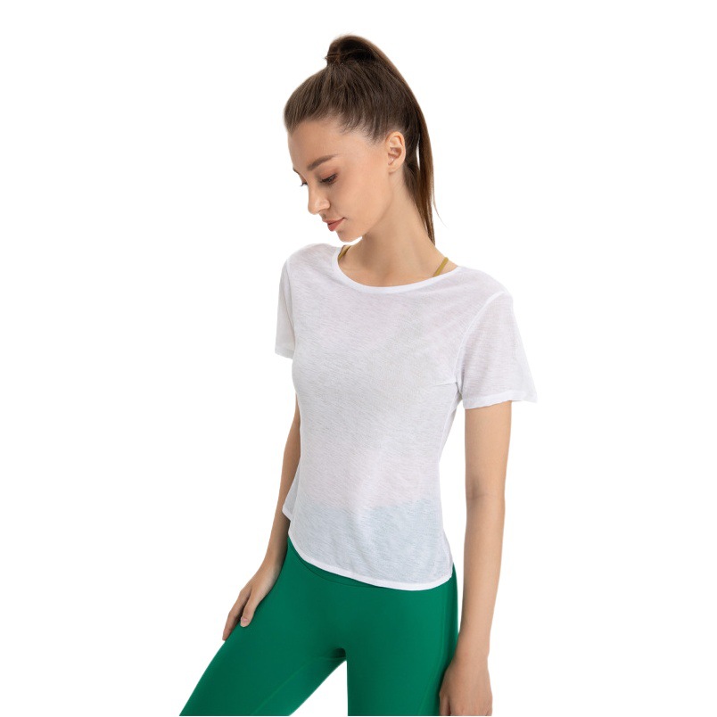 New Summer Sports Loose Casual Short-sleeved Blouse Lightweight Breathable Top Summer Fitness Outer Wear Yoga Clothes for Women