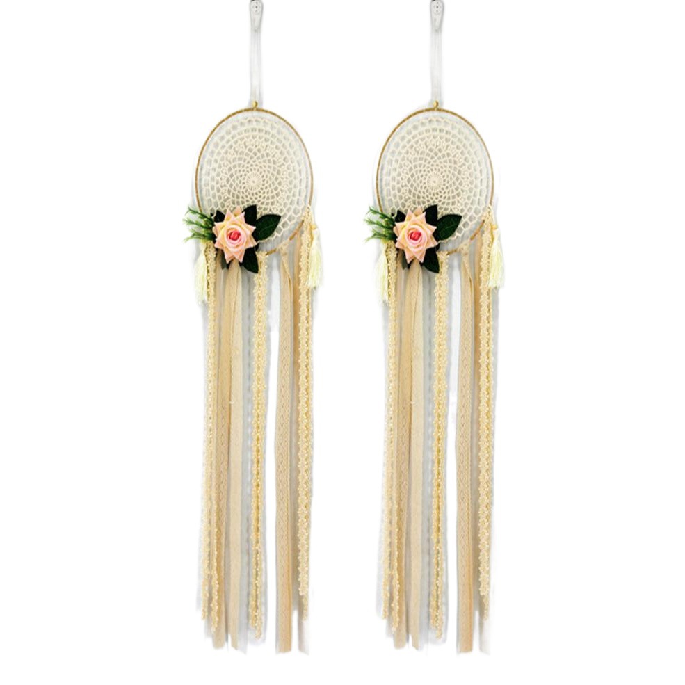 Ins Girl Heart Dream Catcher Creative Green Plant Dream Catcher Nordic Wedding Dream Catcher Handmade Flower Dream Catcher