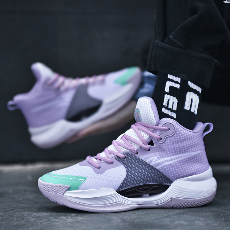 Foreign Trade New Ultra-Light Practical Basketball Shoes Breathable High-Top Wear-Resistant Men's Sports Shoes Basketball Shoes for Men and Women