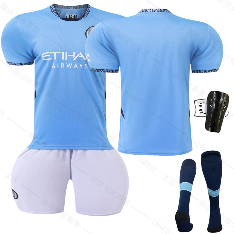 Picture of 2425 Manchester City Home New Football Suit No.9 Harland Jersey 17 De Braunay suit Foreign Trade Supply Factory