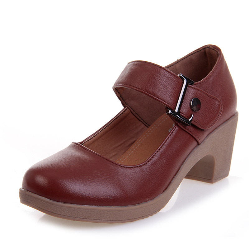 Picture of Square Dance Shoes Middle Heel Dance Shoes Women's Adult Soft Leather Soft Bottom Dance Shoes Square Dance Women's Shoes silver Shoes Four Seasons