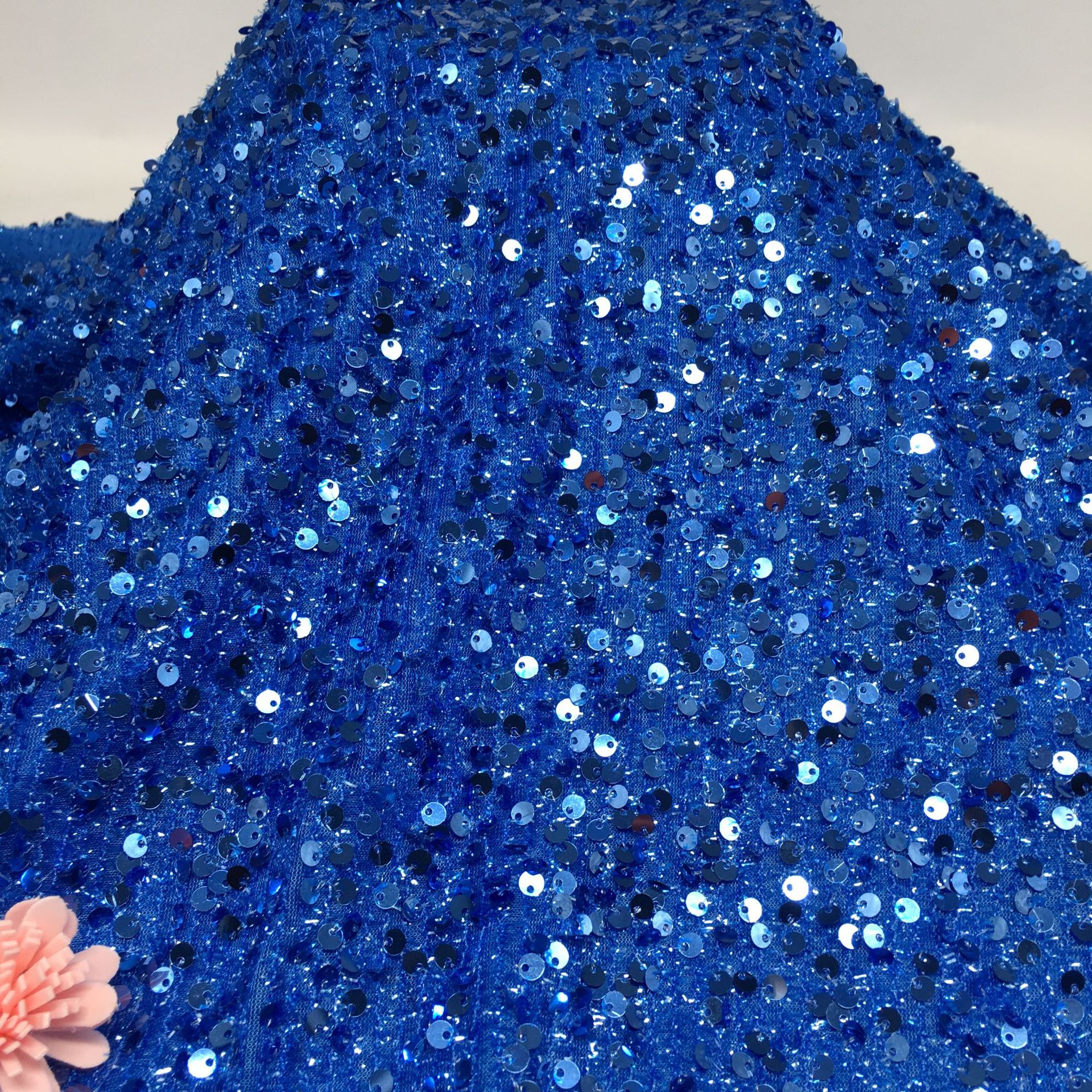 Picture of 5mm centipede yarn sequin embroidered mesh wedding fashion stage clothing cushion tablecloth sequin fabric embroidered sequin cloth