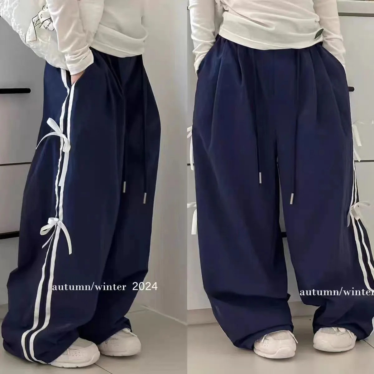 South Korea children's clothing girls autumn pants 2024 new side bow fashionable children's sports casual pants