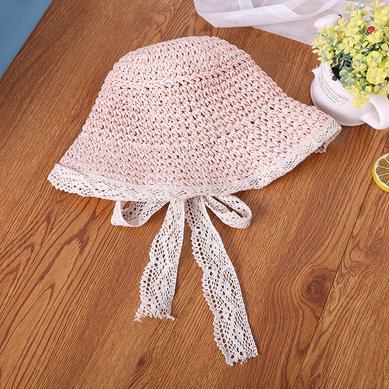 Picture of Simple Lace Edge Children's Hat Fashion Handmade Trendy Hat Ladies Hat Foldable Paper Straw Hat Sun Hat MZ 7584