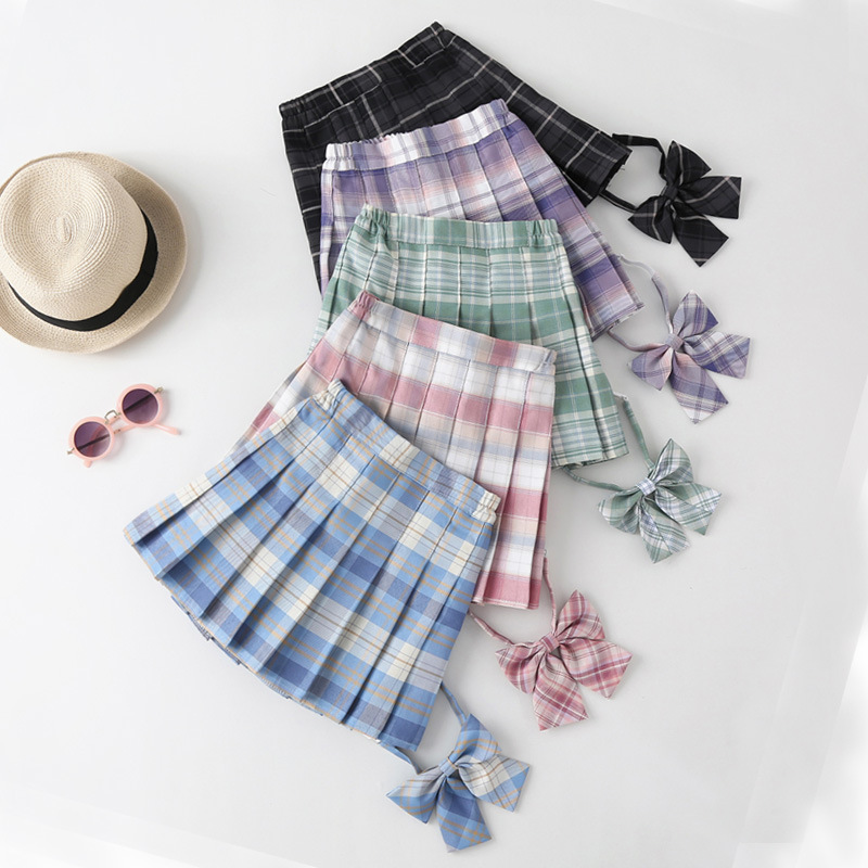 Girls' skirt children's clothing Korean style new preppy style children's short skirt class clothes plaid skirt medium and large children's pleated skirt