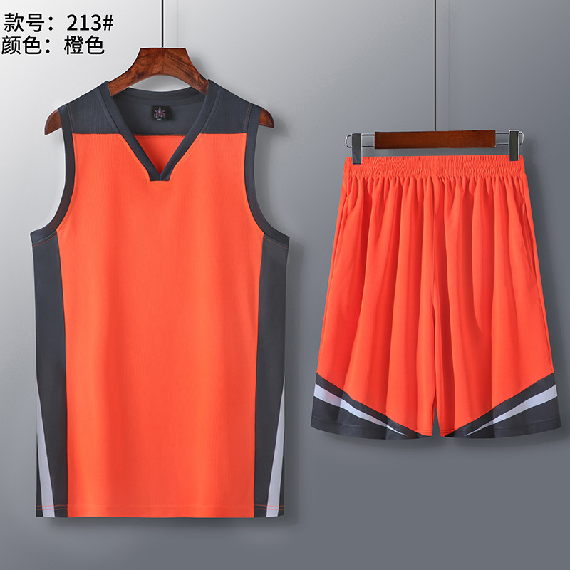 Picture of Summer new dry breathable outdoor sports training V-neck contrast basketball suit strength manufacturers wholesale printing