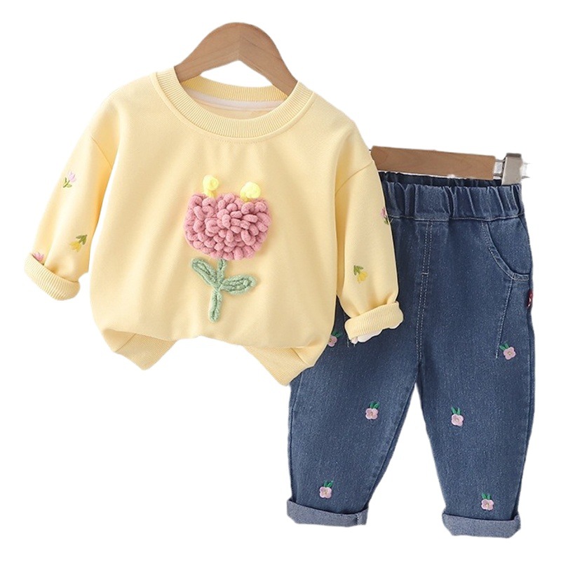 Boys and Girls spring clothing 2024 new sports suit Internet celebrity fried street children spring and spring sweater casual two-piece suit