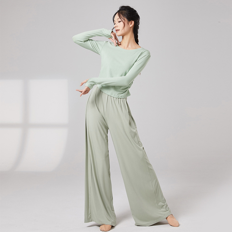 Picture of Women's dance costumes, adult body training suits, modern dance wear, ballet practice wear, crew neck slimming classical dance costumes