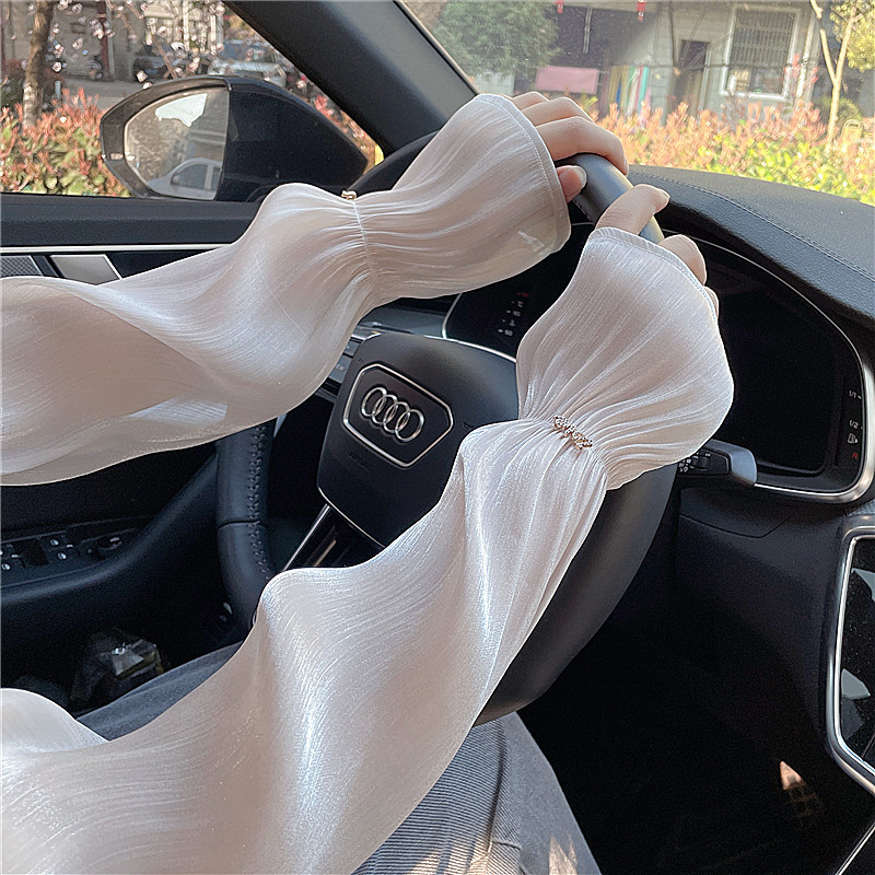 Women's summer sun protection thin UV protection breathable long non-slip Ice Silk oversleeve arm protection