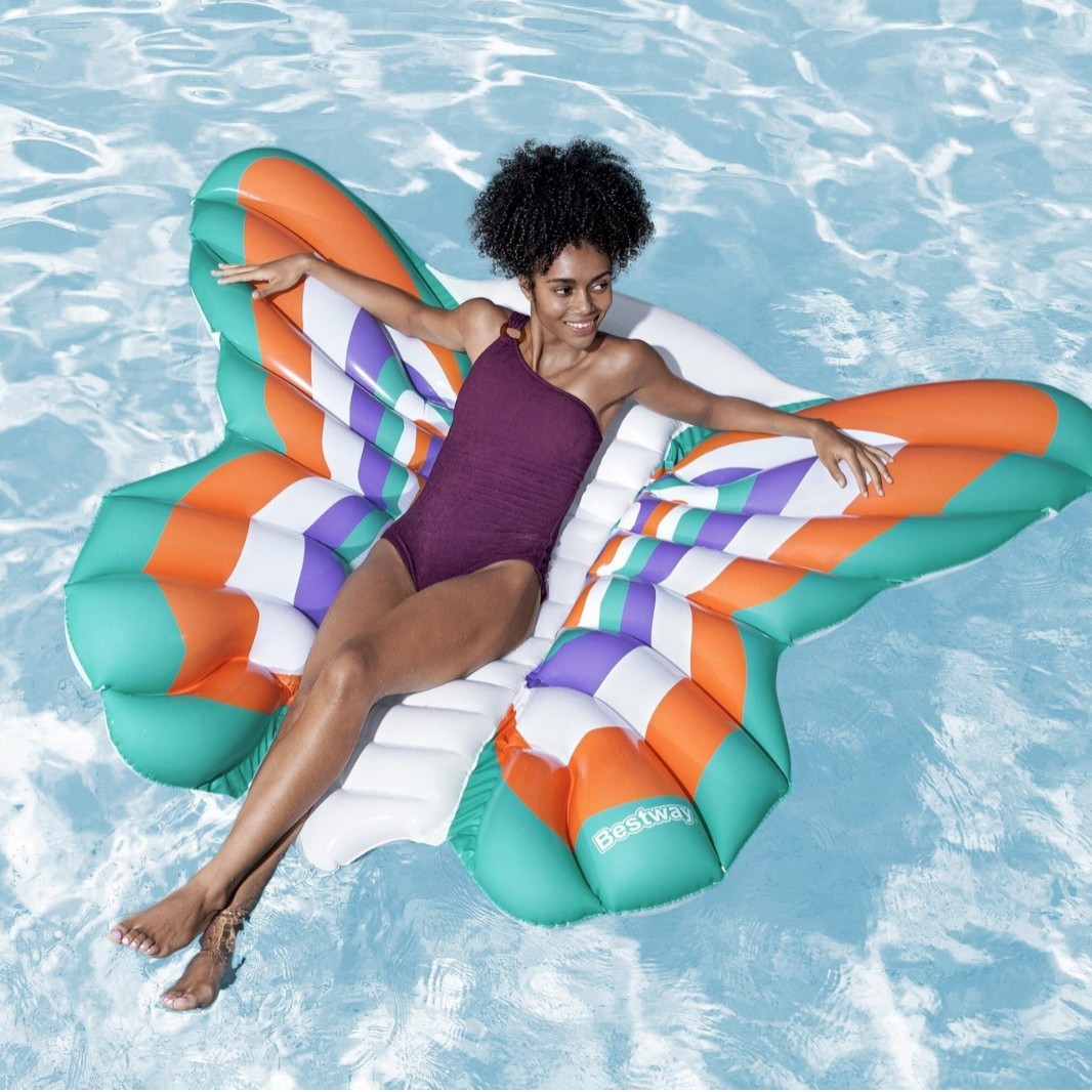 Picture of Water Inflatable Floating Row Floating Bed Queen Adult Pool Leisure Chair Floating Cushion with Backrest and Cup Holder