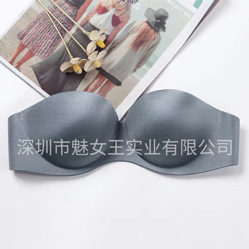 Picture of [Distribution invisible strap] one-piece seamless strapless underwear wedding dress shoulder non-magnetic half cup bra